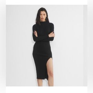 Wilfred Black Long Sleeve Ribbed Dress
